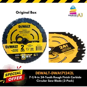 Dwa171242l Dewalt 7-1/4-in 24-tooth Rough Finish Carbide Circular Saw Blade 2-pack