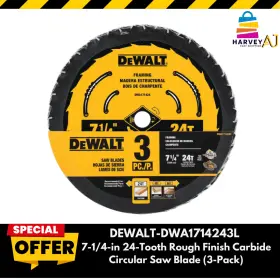 Dwa1714243 Dewalt Circular Saw Blade 7 1/4 Inch 24 Tooth Wood Cutting 3 Pack