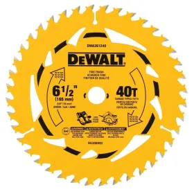 Dwa261240b10 Dewalt 6-1/2 Inch 40t Circular Saw Blade
