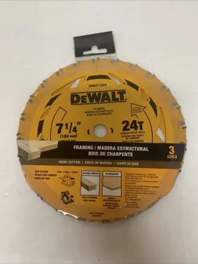 Dwa271424 Dewalt Circular Saw Blade 7 1/4 Inch 24 Tooth Framing 3pack #336