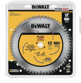 Dwafv31250 Dewalt Flexvolt 12 In 60t Carbide Circular Saw Blade New