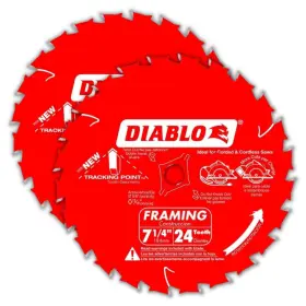 Diablo 008925146971 7-1/4 In 24-tooth Circular Saw Blades 2-pack Tico Carbide Low Vibration