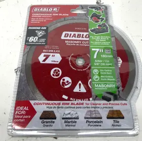 Diablo 008925155003 7 Inch Diamond Continuous Rim Cut Off Disc For Masonary