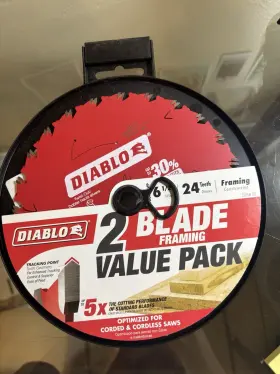 2105m-t19 Diablo 6-1/2 In 24 Tooth Carbide Circular Saw Blade For Wood 2 Pack