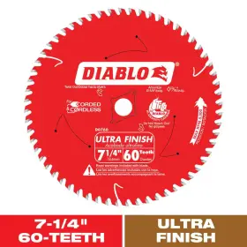 Diablo 313028963968 7-1/4 Inch X 60-tooth Ultra Finish Circular Saw Blade For Wood