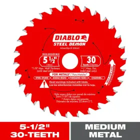Diablo 313041699622 5-1/2 Inch X 30-tooth Steel Demon Carbide-tipped Circular Saw Blade For Medium Met