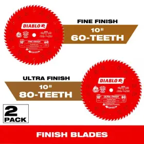 Diablo 313044525546 10 Inch X 60-tooth Fine And 80-tooth Ultra Circular Saw Blades 2-blades
