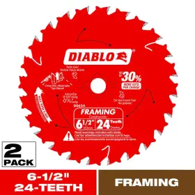 Diablo 313104819899 6-1/2 Inch X 24-teeth Framing Circular Saw Blade For Wood 2-pack