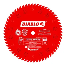 Diablo 445003082012 Ultra Finish Saw Blade For Wood - 10 Inch Diameter 80 Hi-atb Teeth 5/8 Arb