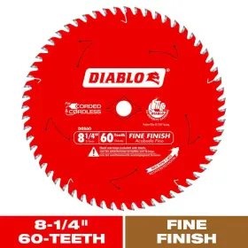 Diablo 445014261291 8-1/4 Inch X 60-teeth Fine Finish Circular Saw Blade For Wood