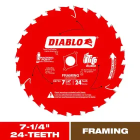 Diablo 445022384371 7-1/4 Inch X 24-teeth Tracking Point Framing Saw Blade For Wood
