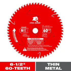 Diablo 445028277257 6-1/2 Inch X 60-tooth Steel Demon Circular Saw Blade For Thin Metal