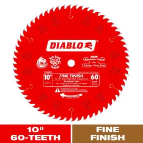 Diablo 445044437406 10 Inch X 60-teeth Fine Finish Saw Blade Wood Cutting Circular Red