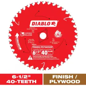 Diablo 445045237265 6-1/2 Inch X 40-tooth Finish Trim Circular Saw Blade For Wood