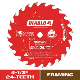Diablo 445050239209 4-1/2 Inch X 24-tooth Framing Trim Circular Saw Blade For Wood