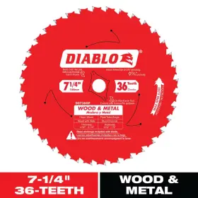 Diablo 445051332329 7-1/4 Inch X 36-tooth Carbide Circular Saw Blade For Wood And Metal