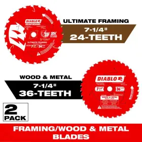 Diablo 445056464469 7-1/4 Inch 24-tooth Demo Demon Framing/demolition And X 36-tooth Wood A