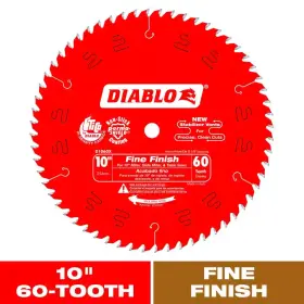 Diablo 705353380440 10 Inch X 60-teeth Fine Finish Saw Blade Wood Cutting Circular Red