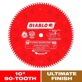 Diablo 705353399091 10 Inch X 90-teeth Finish Saw Blade Ultimate Polished Carbide Red