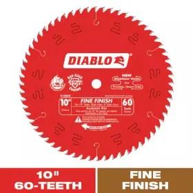 Diablo 705353592454 10 Inch X 60-teeth Fine Finish Saw Blade Wood Cutting Circular Red