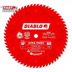 Diablo 726084253988 Ultra Finish Saw Blade For Wood - 10 Inch Diameter 80 Hi-atb Teeth 5/8 Arb