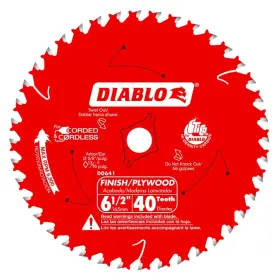 Diablo 726084884502 High-performance Finish Trim Saw Blade For Wood - 6-1/2 Inch X 40-teeth Tico