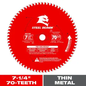 Diablo 744110106985 7-1/4 Inch X 70-teeth Steel Demon Carbide-tipped Saw Blade For Thin Metal
