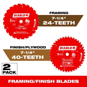 Diablo 744110746181 7-1/4 Inch X 24-tooth Tracking Point Framing And In 40-tooth Finish Circu