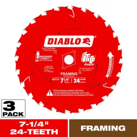 Diablo 744759648129 Tracking Point 7-1/4 Inch X 24-tooth Framing Circular Saw Blade 3-pack