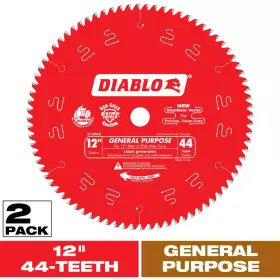 Diablo 744759759351 Circular Saw Blade Carbide 12 Inch X 44 Teeth General Purpose Wood 2 Pack