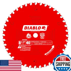 B00008wq2m Diablo 8-1/2 Inch 40t Atb Wood Saw Blade 5/8 Arbor 9000 Rpm 15 Hook Kerf