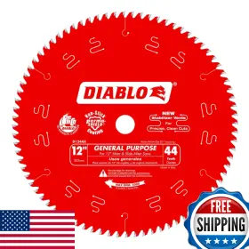 B00008wq33 Diablo 12in General Purpose Saw Blade Wood 44 Atb Teeth 1in Arbor Kerf 15 Hook