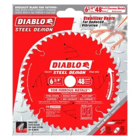 D0649f Diablo 6-3/4 Inch X 48-teeth Steel Demon Circular Saw Blade For Medium Metal