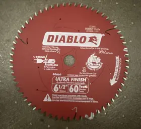 D0660a Diablo 6.5 Inch 60 Tooth Ultra Finish Saw Blade