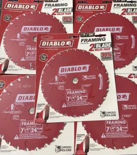 D0724vpx Diablo 10 Pack 24 Teeth 7-1/4 Inch Dia. 5/8 Arbor Circular Saw Blade