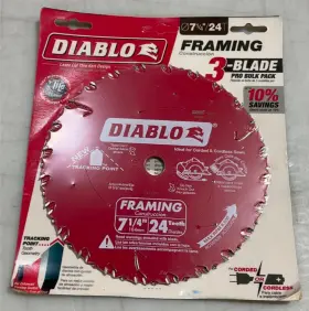 D0724x3 Diablo 7-1/4 Inch X 24 Tooth Framing Saw Blade Italy
