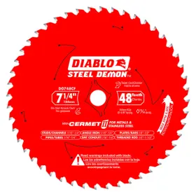 D0748cfxsteel Diablo D0748cfx J Demon Metal Cutting Circular Saw Blade 7-1/4 Inch X 48 Teeth