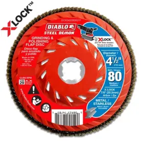 Dcx045080x01f Diablo 4-1/2 Inch 80-grit X-lock Steel Demon Flap Disc For Metal