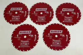 Do724 Diablo Lot Of 5 7 1/4 Inch Framing Construction Circular Saw Blades 24 Teeth