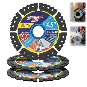 Dlshwxu Dmpsb0101 3-pack 4.5 Inch Diamond Multi-purpose Saw Blades - Heavy Duty Angle Grinder Discs Fo