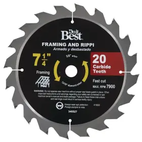 346527 Do It Best 7-1/4 Inch 16-tooth Framing And Ripping Carbide Circular Saw Blade - Usa