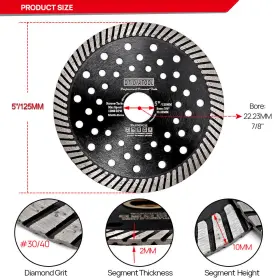 Dt148x1 Dt-diatool Dia 105mm - 230mm Diamond Turbo Cutting Blades/wheel Grinder Discs Cut Concrete