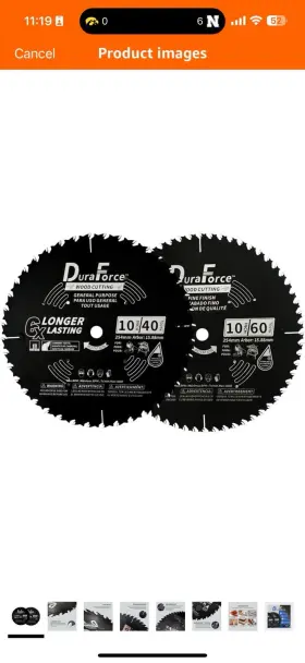 12801-wm Duraforce Pair Dura Force Wood Cutting Blades 10 Inch 60 And 40 Tooth Fine Saw Blade Atb