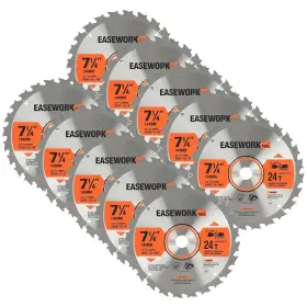 9363 Easework Tool 7-1/4 Inch Circular Saw Blade 24t 5/8 Arbor Atb Carbide Teeth Orange