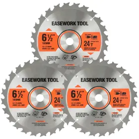 Ea16502401y Easework Tool 6-1/2 Inch Circular Saw Blade 24t 5/8 Arbor Atb Carbide Teeth 3-pack Fa