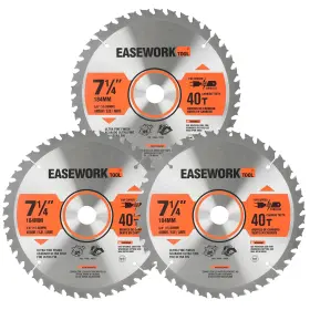 Ea18404001y Easework Tool 7-1/4 Inch Circular Saw Blade 40t 5/8 Arbor Atb Carbide Teeth 3