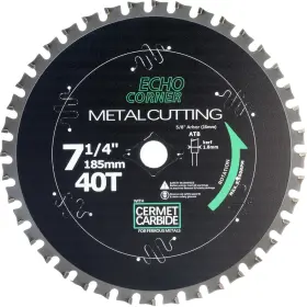 Echo Corner 313089797717 7-1/4 Inch Metal Cutting Circular Saw Blade Cermet Carbide For Mild Steel Ang