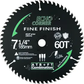 Echo Corner 445031248251 7-1/4 Inch Wood Fine Finish Circular Saw Blade Combination Atb Flat 60-tooth With 5/
