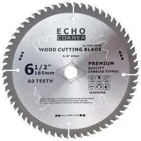 Dkdk1651560x1 Echo Corner 6-1/2 Inch Wood Finish Circular Saw Blade 60-tooth For Plywood Mdf Plastic V