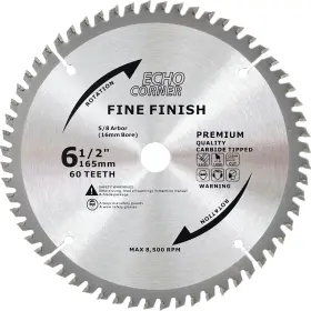 Ecdk165162460usa Echo Corner 6-1/2 Inch Fine Finish Wood Cutting Circular Saw Blade Silver